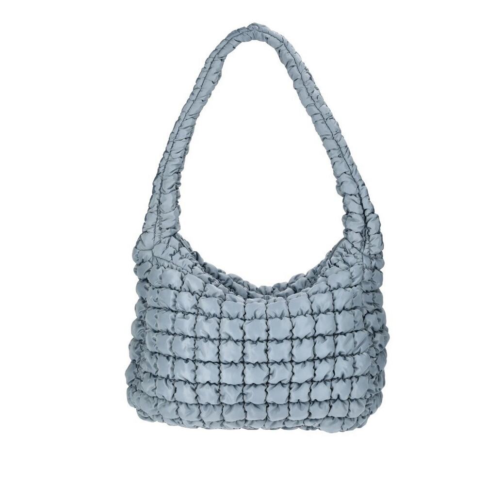 Womens Quilted Puffer Oversized Shoulder Bag Platinum Hobo Bag Boho Y2K Trendyโ